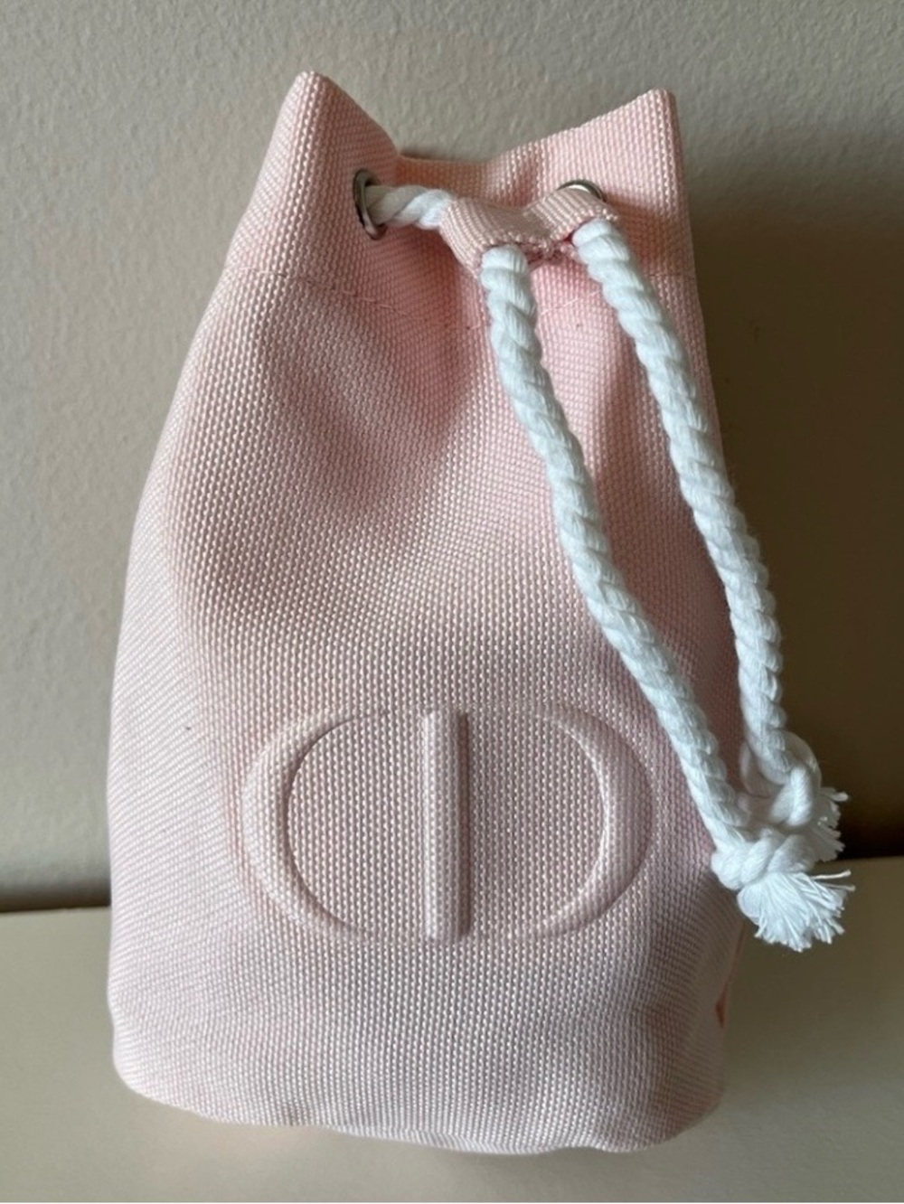New Dior Pink Canvas Drawstring Bucket Pouch